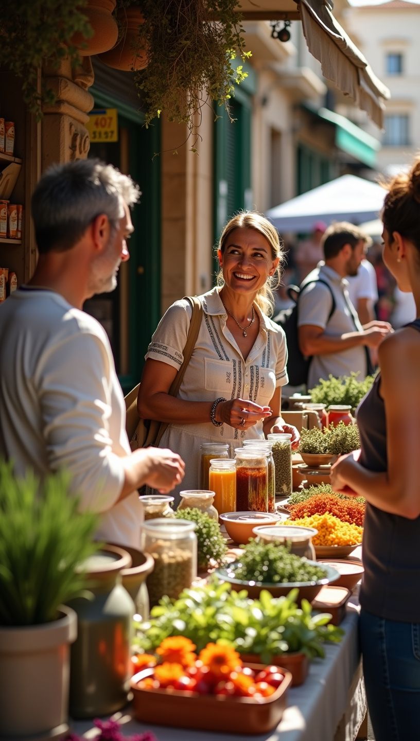 Μια γυναίκα που απολαμβάνει τσάι σε βεράντα με θέα στα βουνά.