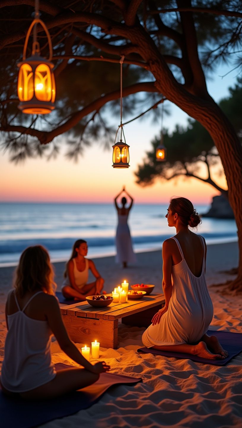 Γυναίκα που ασκεί γιόγκα σε βουνό με θέα τη θάλασσα